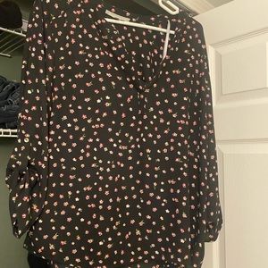 Daniel rainn black floral blouse size xl